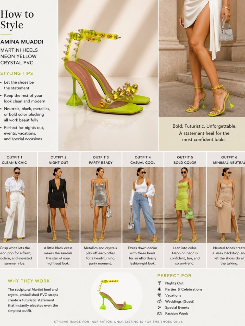 AMINA MUADDI | ​Martini Neon Yellow Crystal PVC Heels EU 36.5 / US 6.5 - Picture 4 of 8
